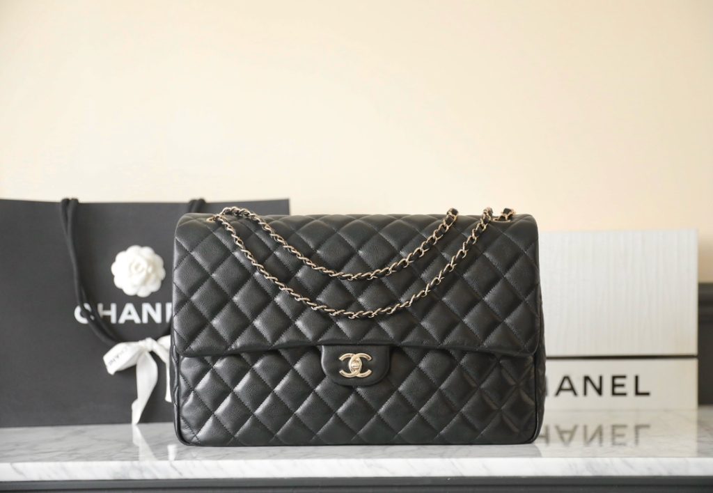 Chanel Maxi CF 40 Airport Bag – Black / Light Gold Buckle