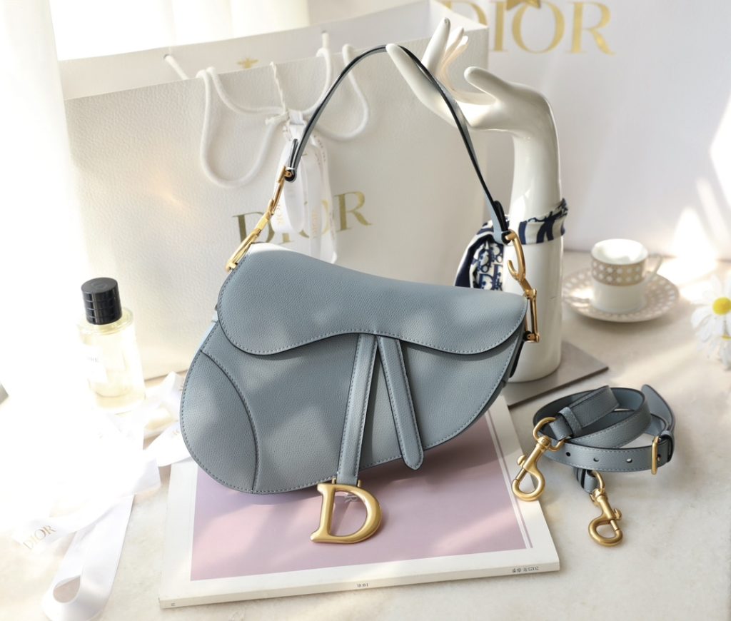 Dior Saddle Bag, Medium, in Misty Blue