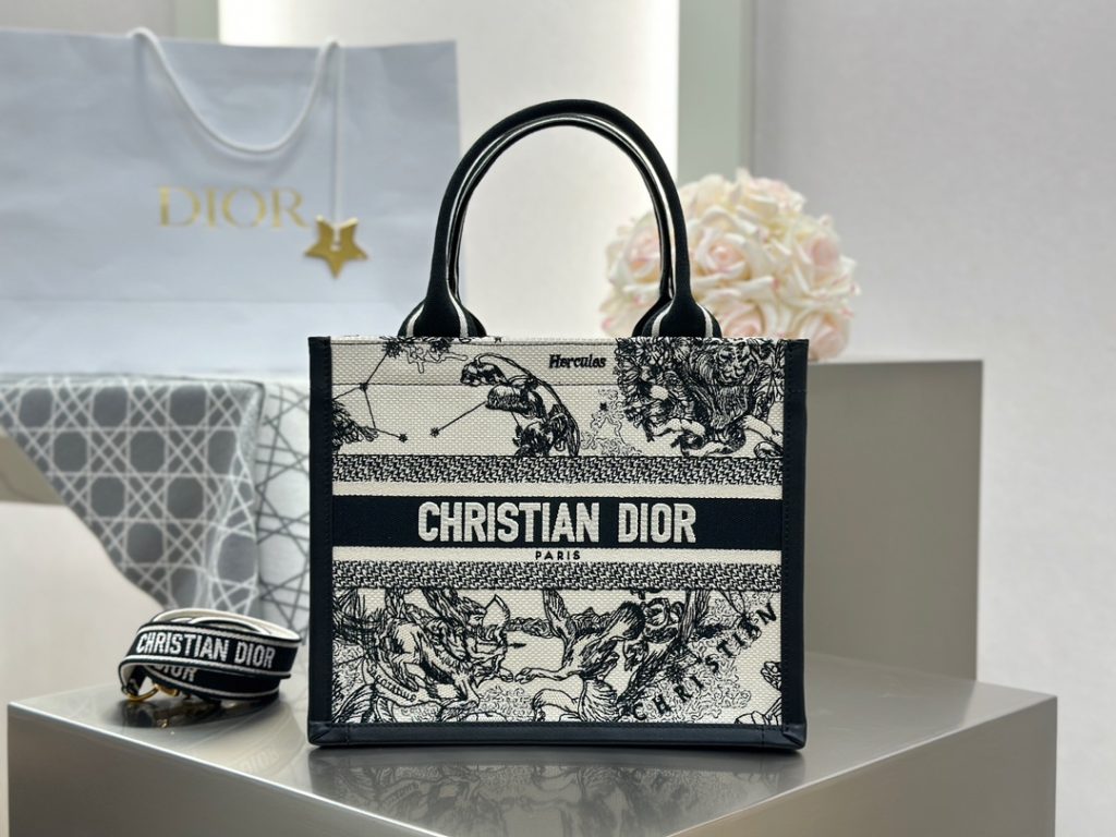 Dior Book Tote Black and White Constellation