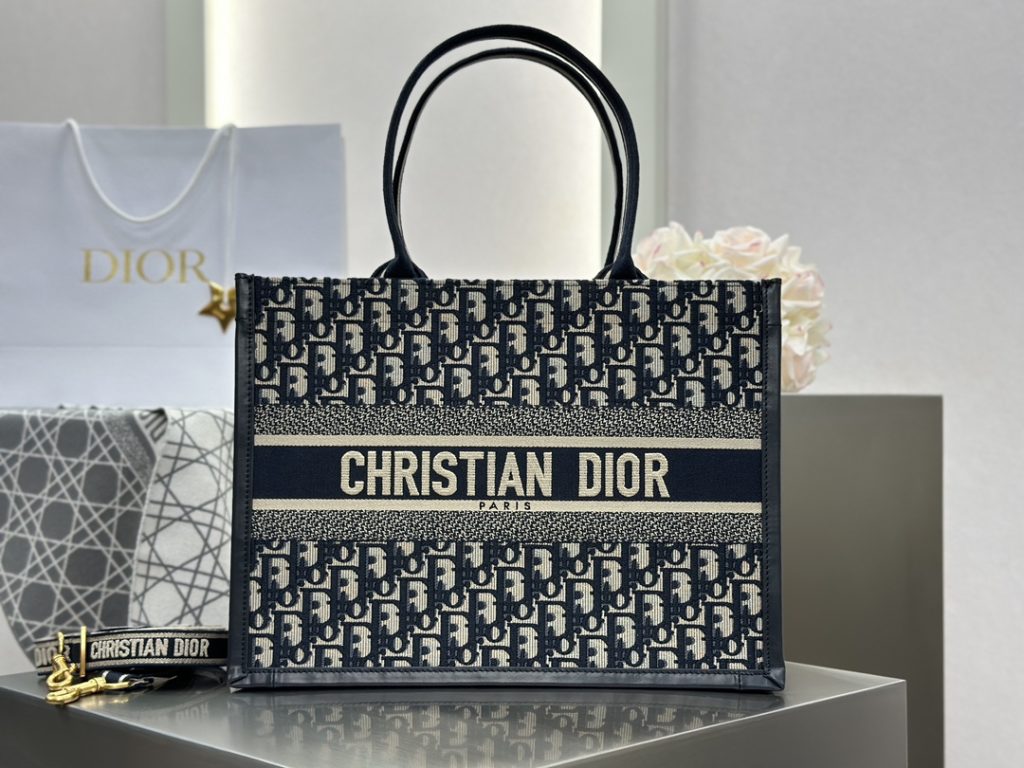 Dior Book Tote Blue D Monogram Medium