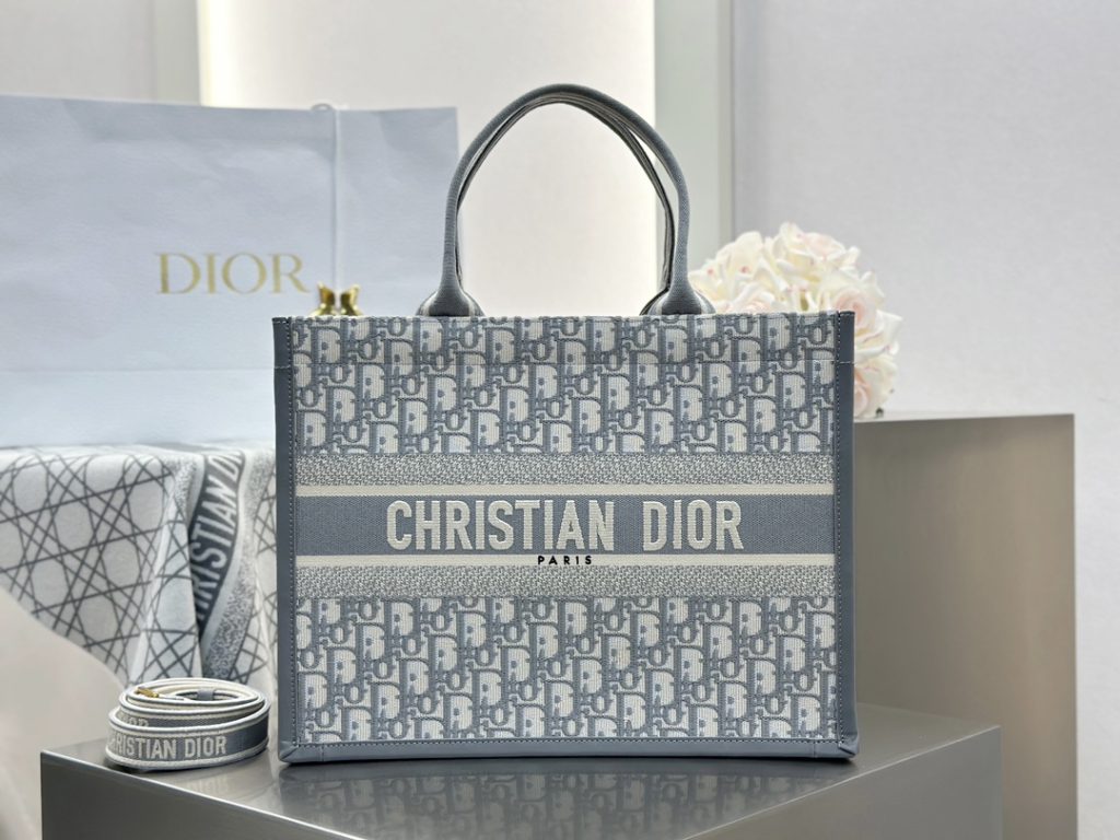 Dior Book Tote Grey Monogram New Style Medium Size