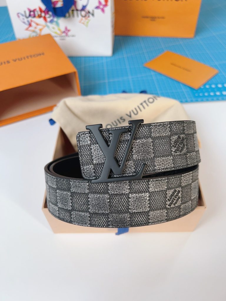 Louis Vuitton Checkerboard Belt with Matte Black Finish