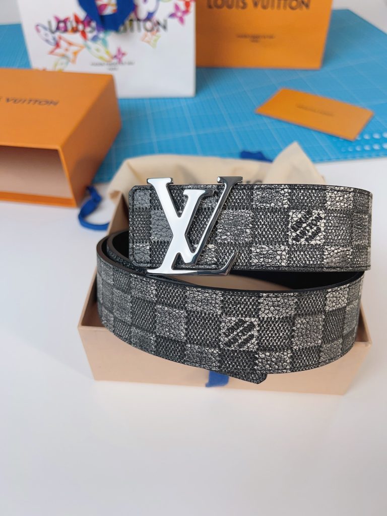 Louis Vuitton Checkerboard Belt with Silver Buckle