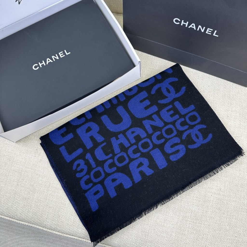 Chanel Colorful Letter Scarf in Blue