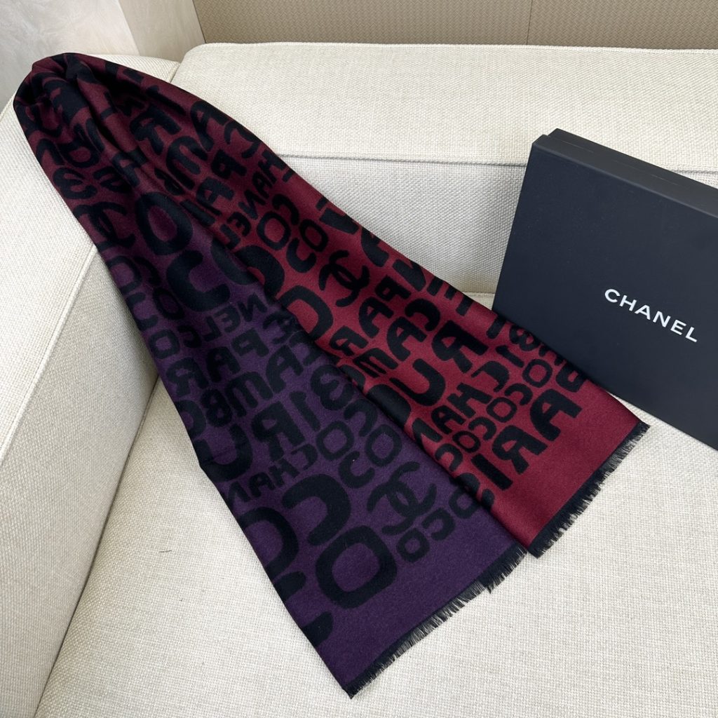 Chanel Colorful Letter Scarf in Red