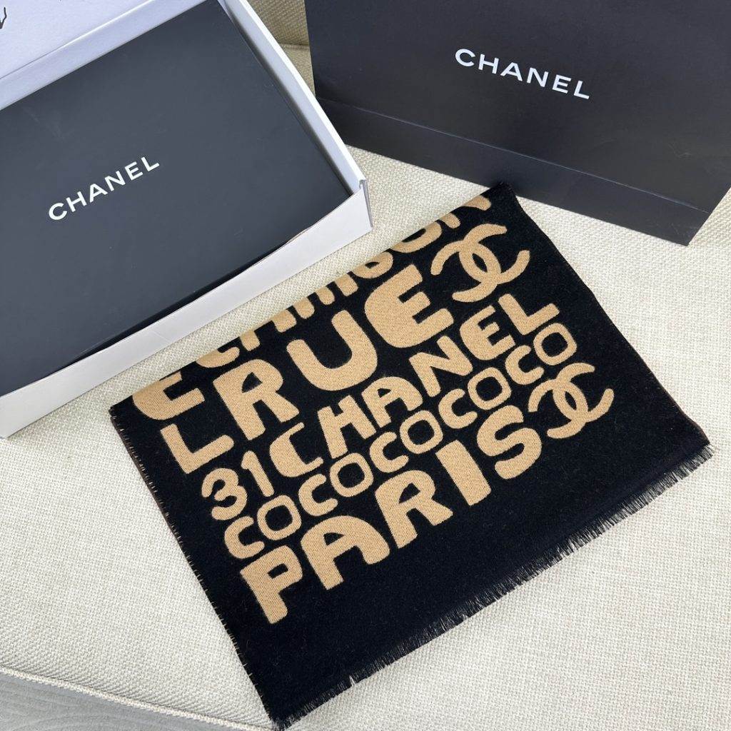 Chanel Colorful Letter Scarf in yellow