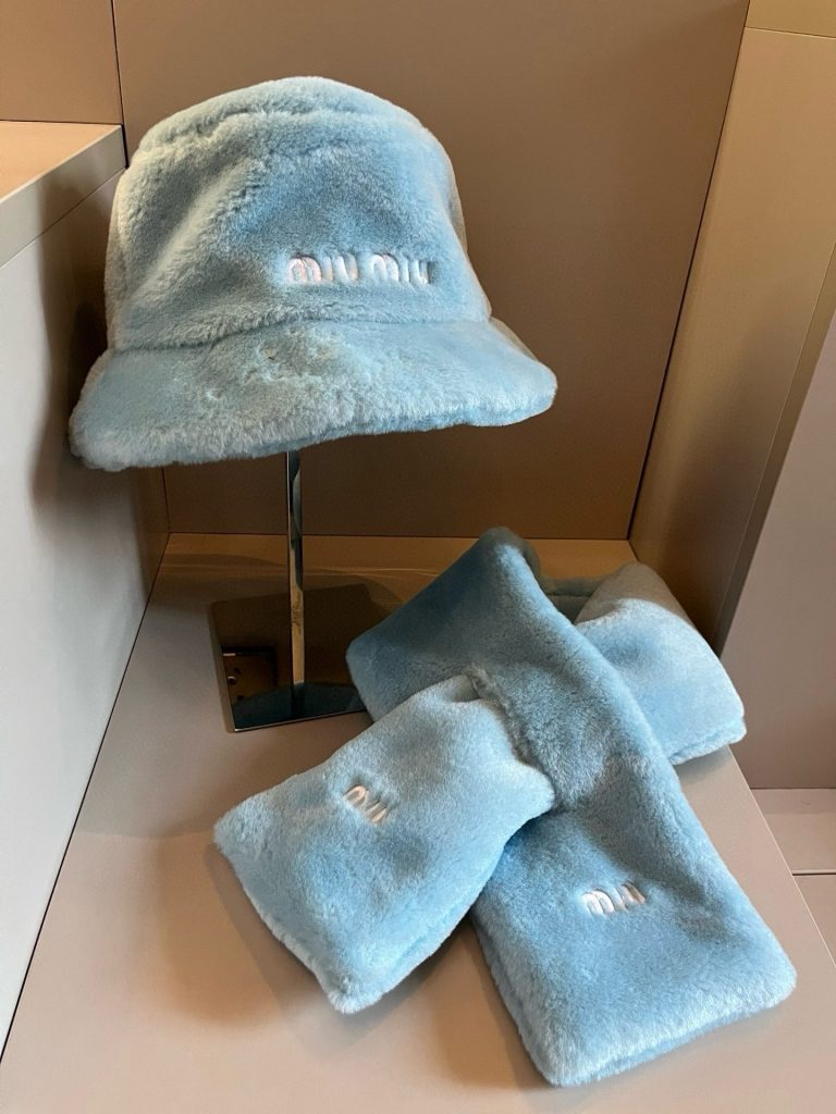 Miu Miu Lamb Fleece Scarf and Hat