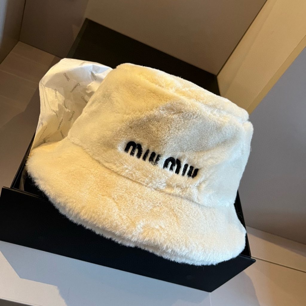 Miu Miu Lamb Fleece Scarf and Hat in White