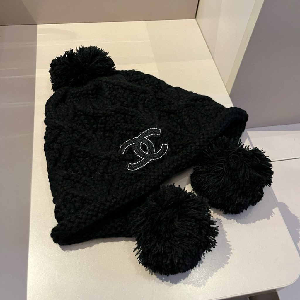 Chanel Knitted Ear Warmer Hat black