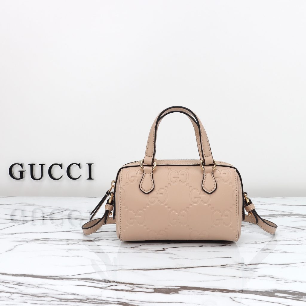 GUCCl GG super Mini Top Handle Bag, apricot, Leather