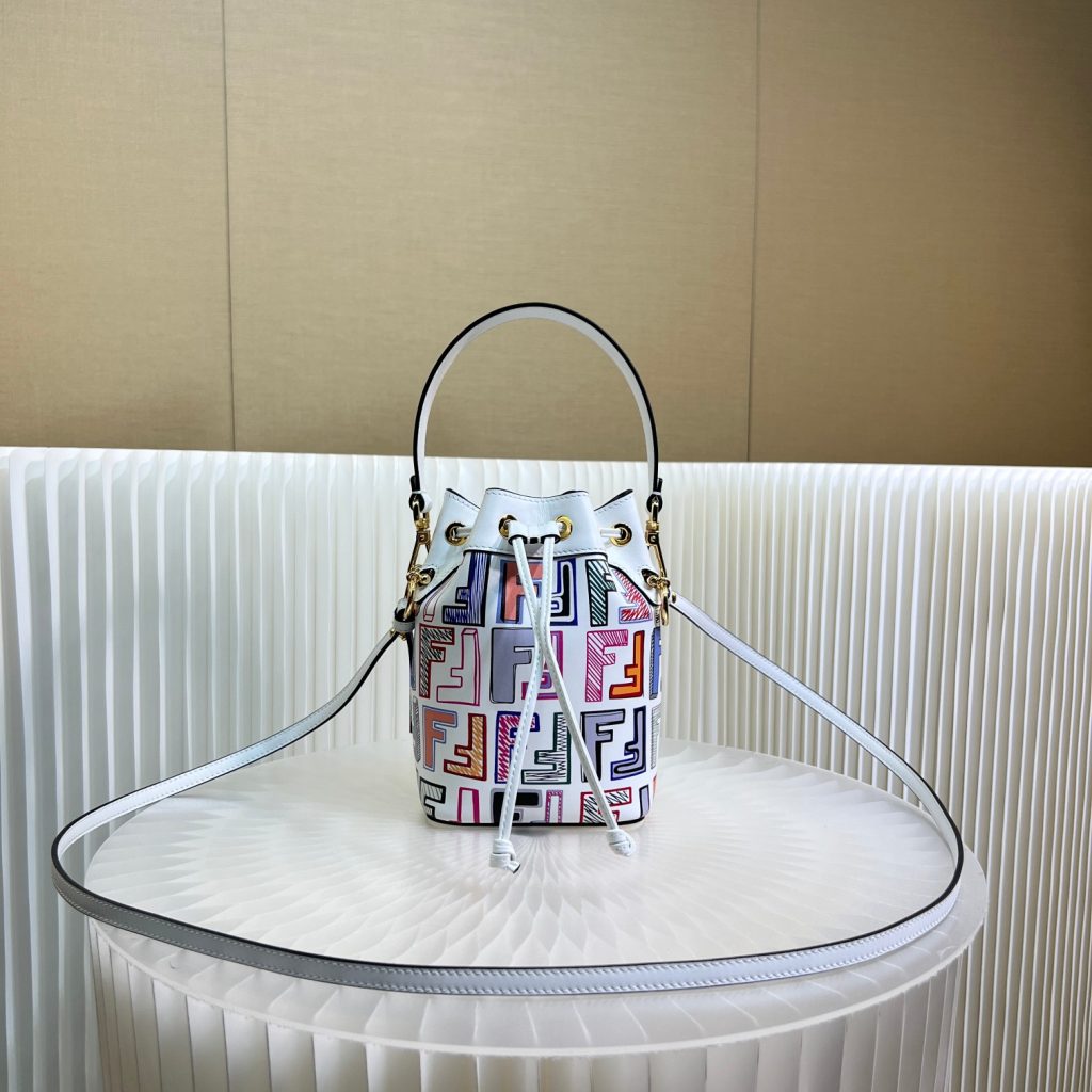 Fendi Small Mon Tresor Bucket Bag with Multicolor Print