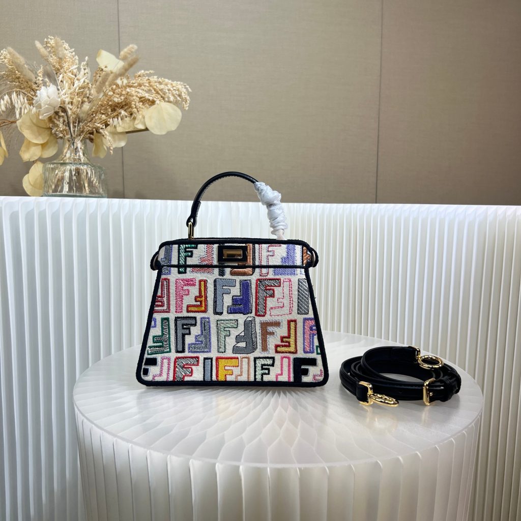 Fendi Colorful Embroidered Iconic Peekaboo ISeeU Bag