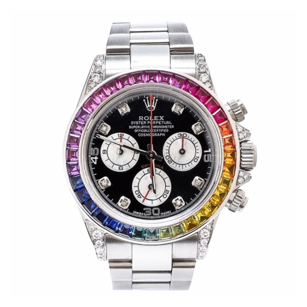 Rolex Daytona Rainbow Diamond Silver Stainless Steel 40mm