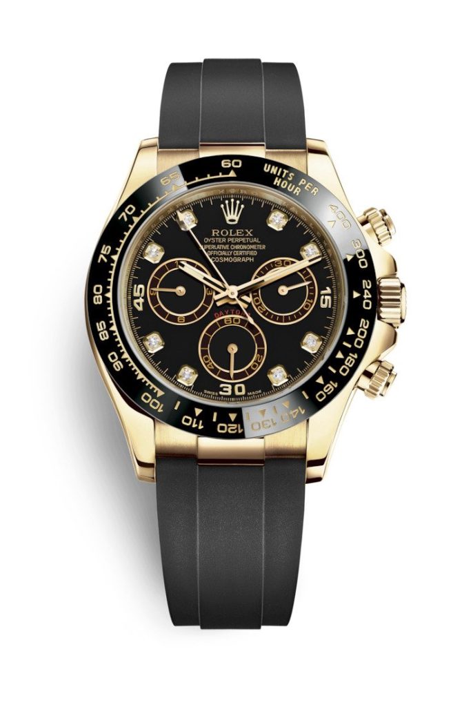 Rolex Daytona Yellow Gold Black-Diamond Oysterflex Strap 116518LN-0046 40mm