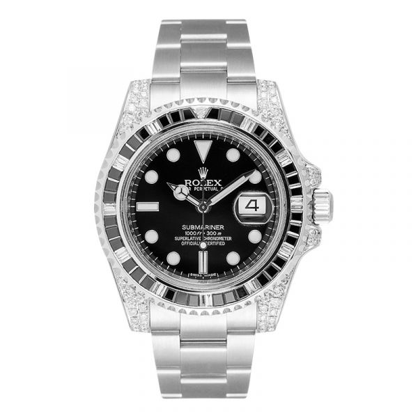 Rolex Submariner Silver Black Diamond 40mm