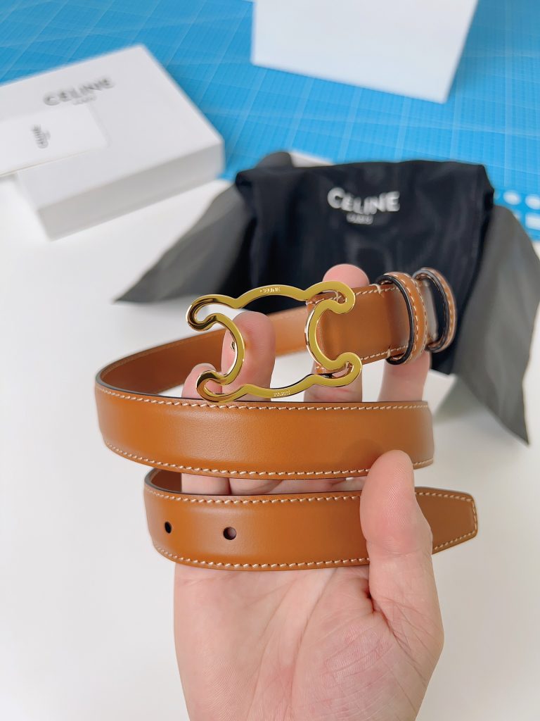 Céline brown full-grain leather belt