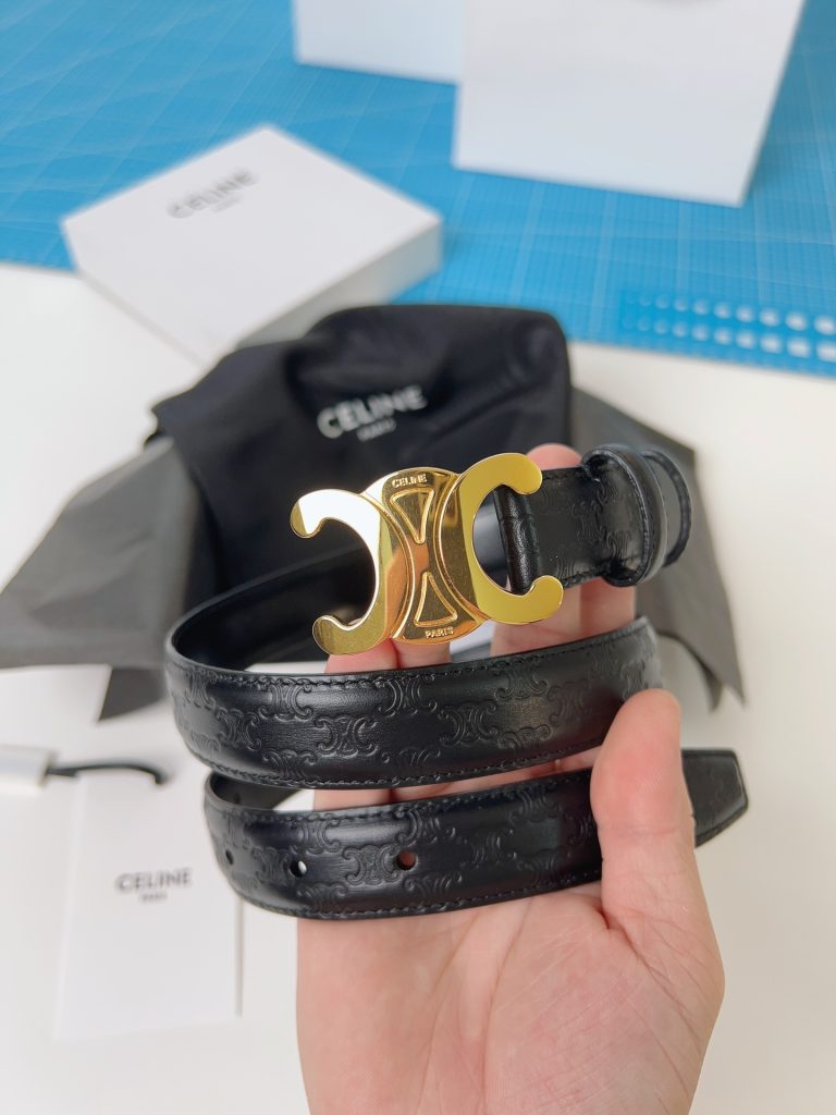 Céline black full-grain leather belt