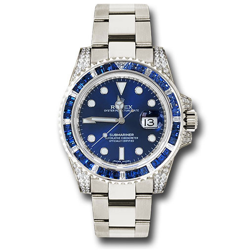 Rolex Submariner Date 116659 SABR 18K White Gold Diamonds Sapphires Un 41mm