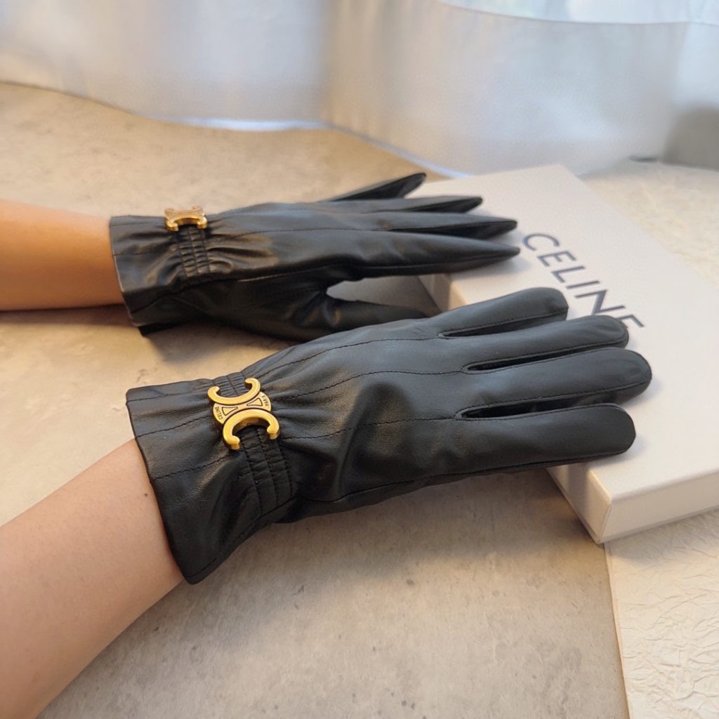 Celine leather gloves