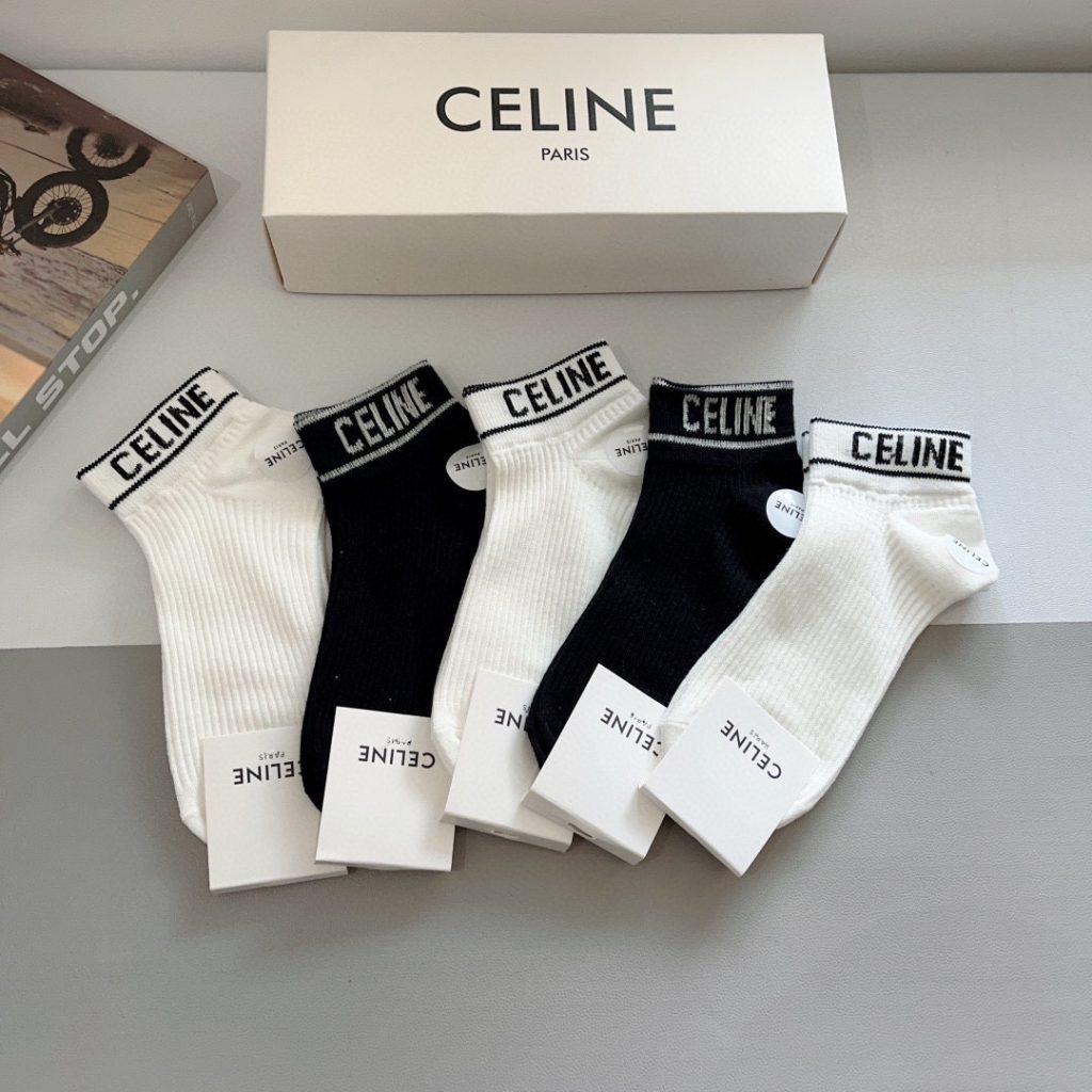 Celine new pure cotton no-show socks