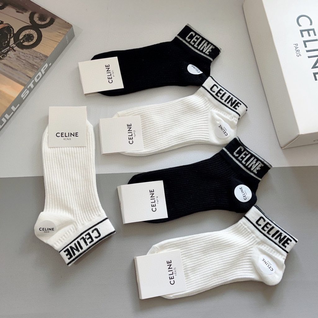 Celine new pure cotton no-show socks