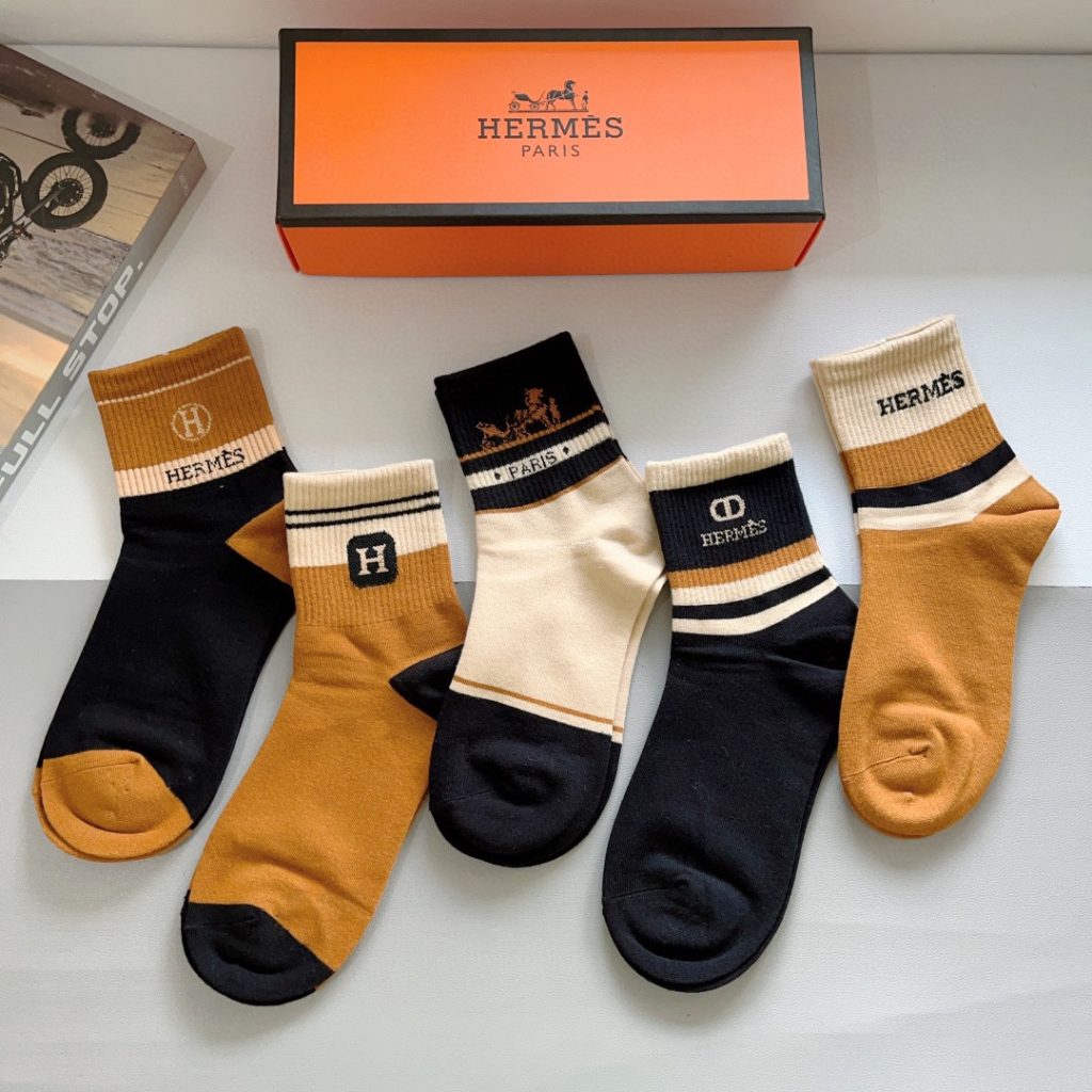 Hermes high-end ultra-soft mid-calf socks