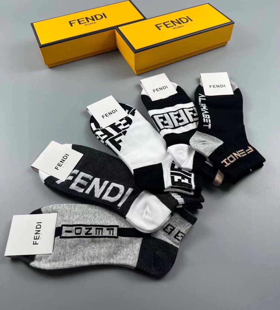 Fendi New Men’s Socks with Iconic Double “F” Logo