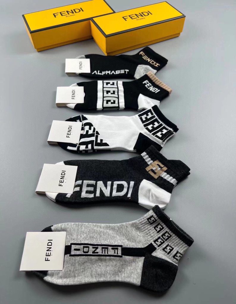 Fendi New Men’s Socks with Iconic Double “F” Logo