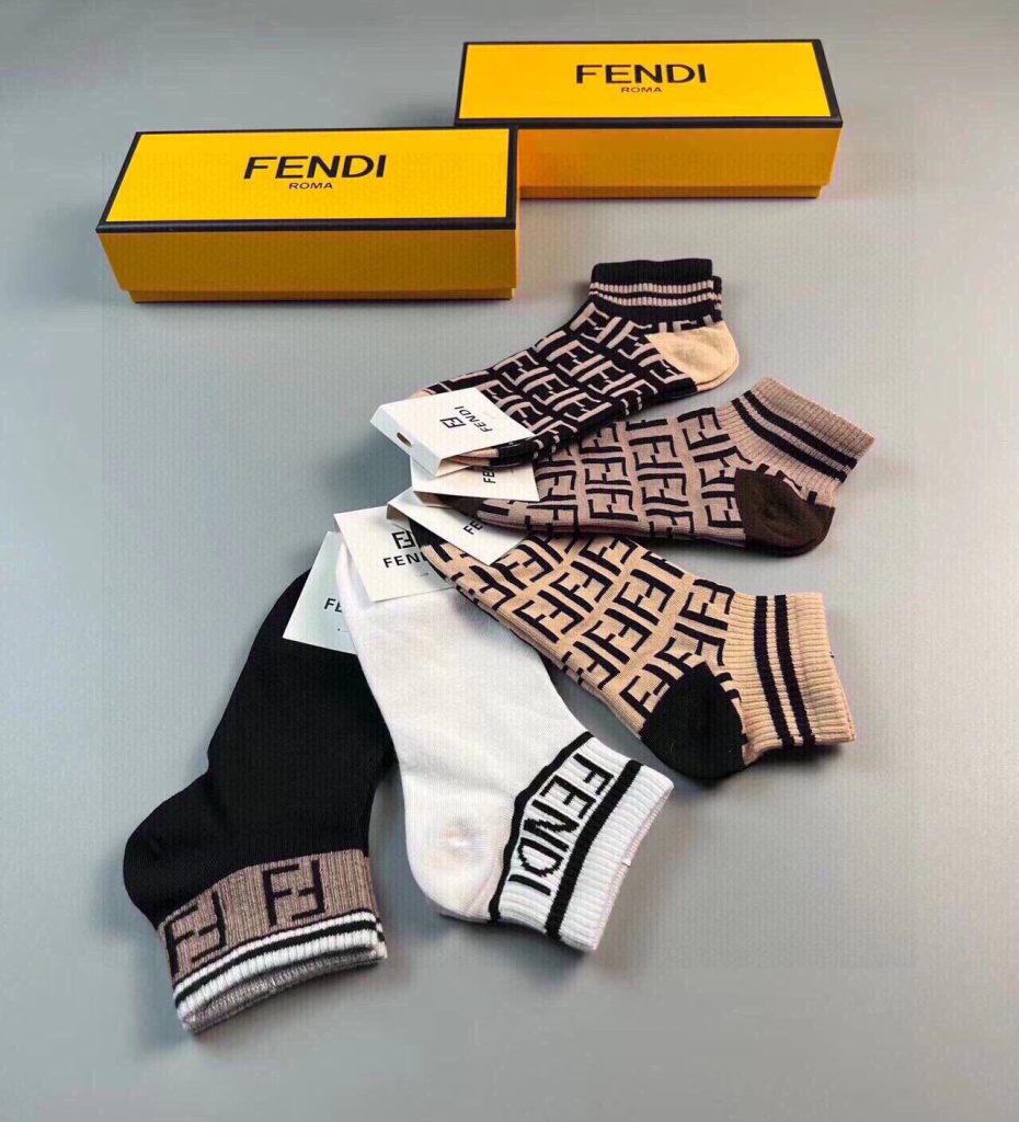 Fendi New Pure Cotton Socks with Iconic Double “F” Logo