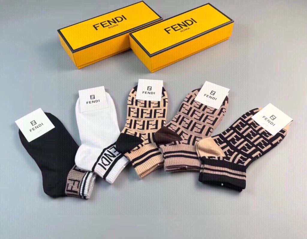 Fendi New Pure Cotton Socks with Iconic Double “F” Logo