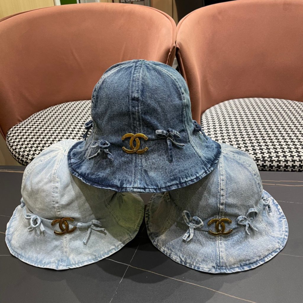 Chanel 2024 Summer Collection  Butterfly Bow Denim Fisherman Hat