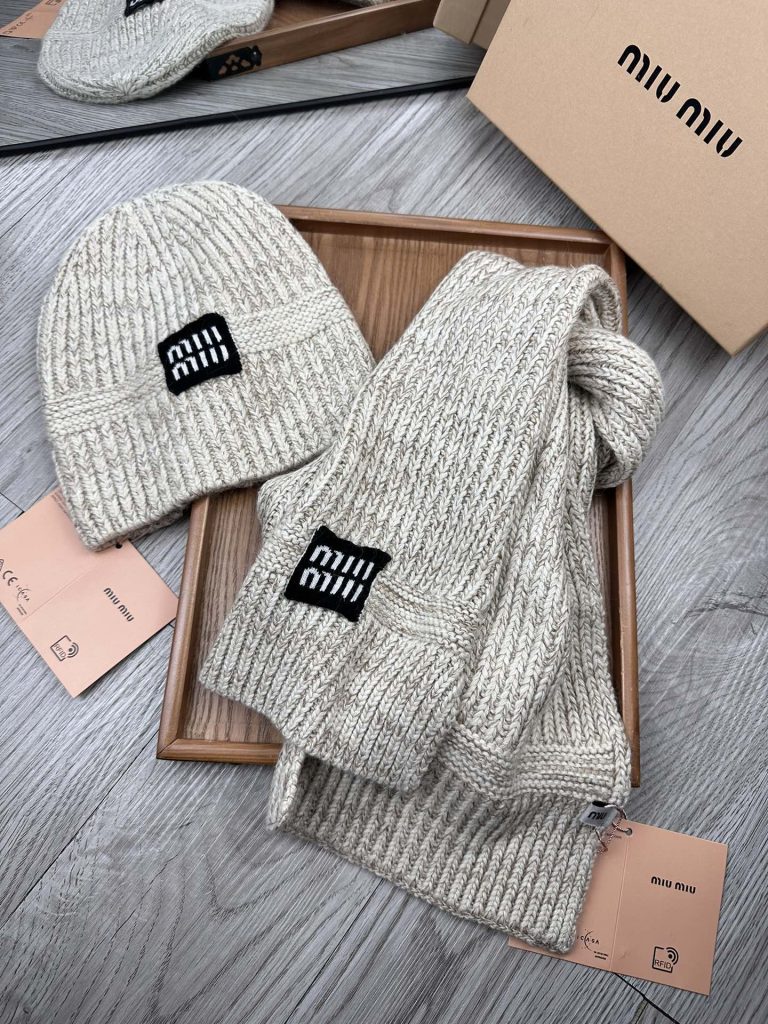 MiuMiu Classic Wool & Rabbit Hair Hat and Scarf Set