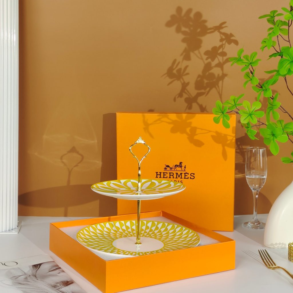 Hermès Sunshine [Two-Tier Cake and Pastry Stand] Western Tableware