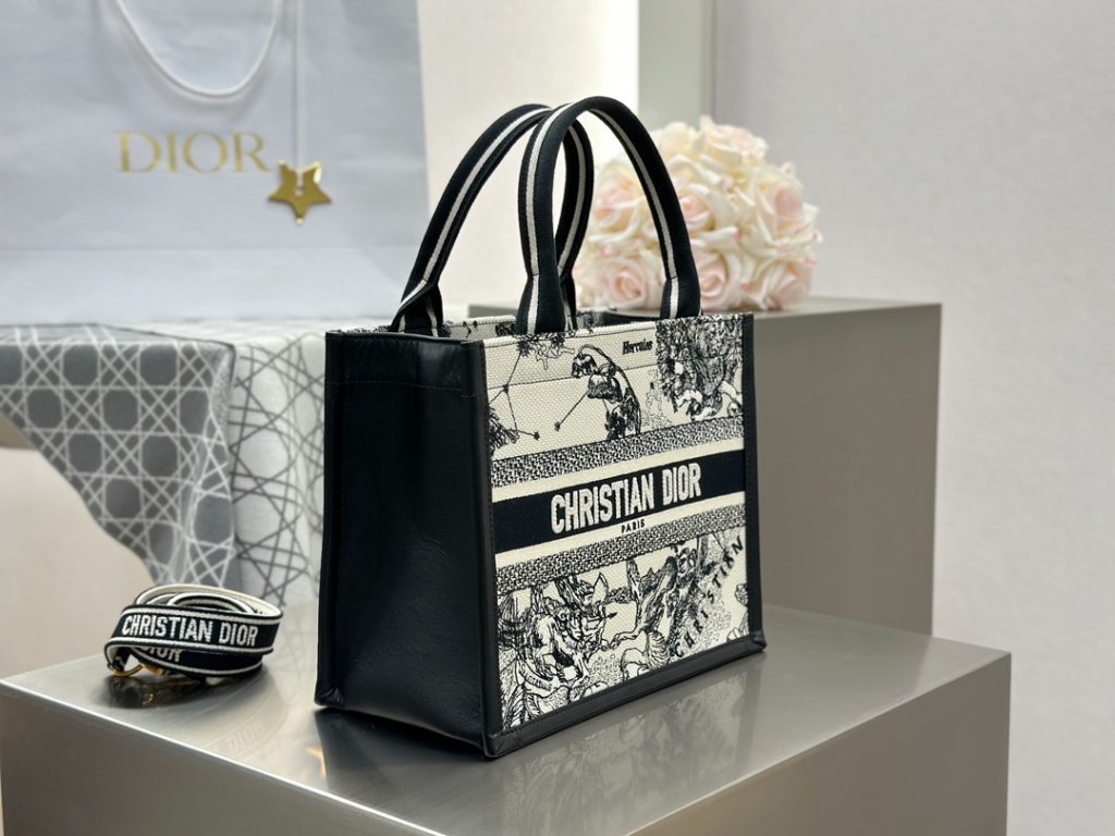 Dior Book Tote Black and White Constellation