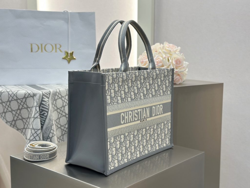 Dior Book Tote Grey Monogram New Style Medium Size