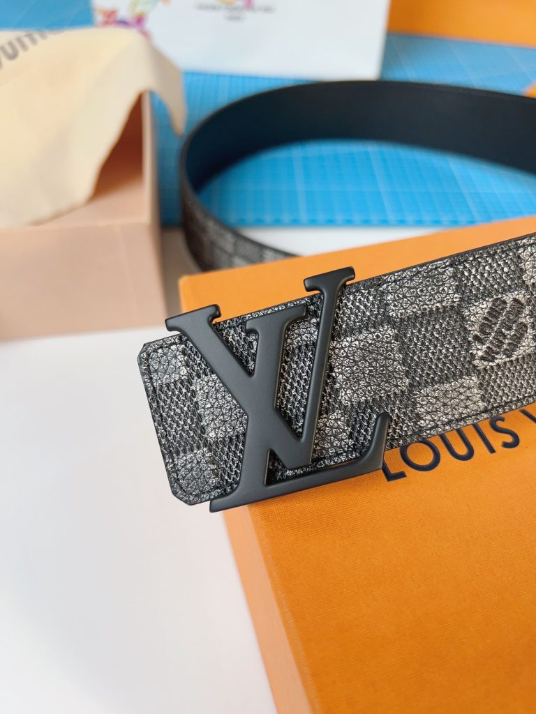 Louis Vuitton Checkerboard Belt with Matte Black Finish