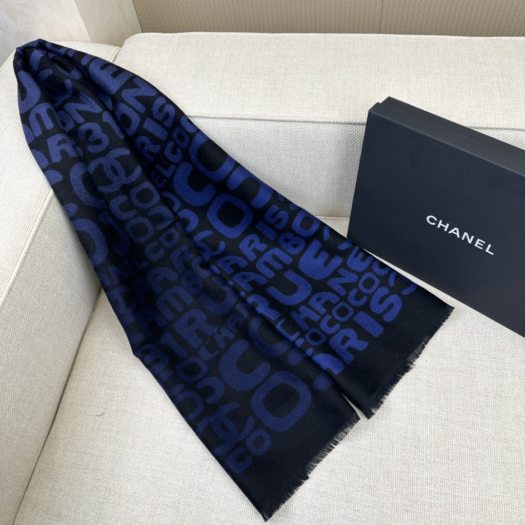 Chanel Colorful Letter Scarf in Blue