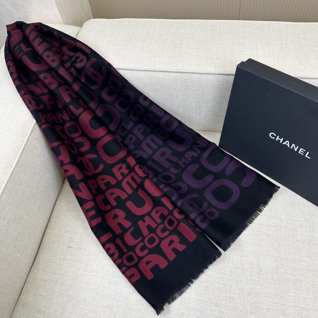 Chanel Colorful Letter Scarf in Red