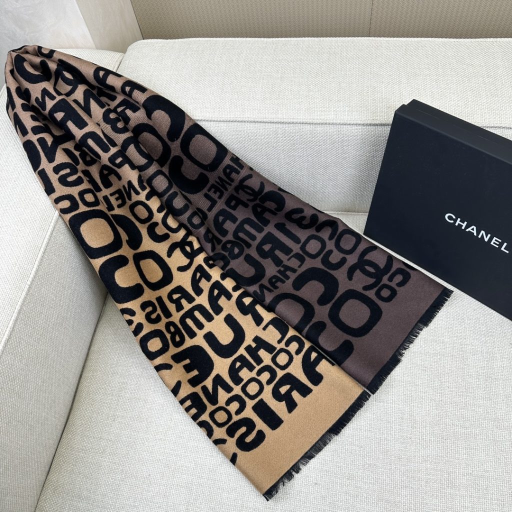 Chanel Colorful Letter Scarf in yellow