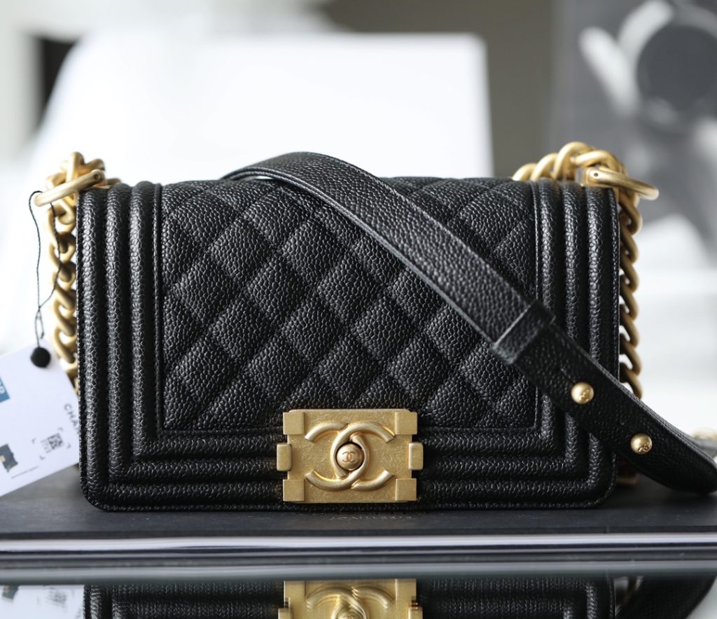 CHANEL Leboy Quilted Caviar Small Black