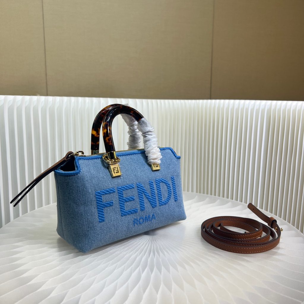 Fendi Mini By The Way Denim Canvas Bag