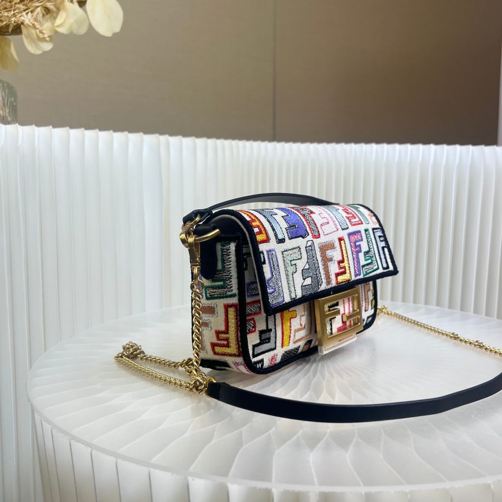 Fendi Mini Colorful Embroidered Baguette Bag