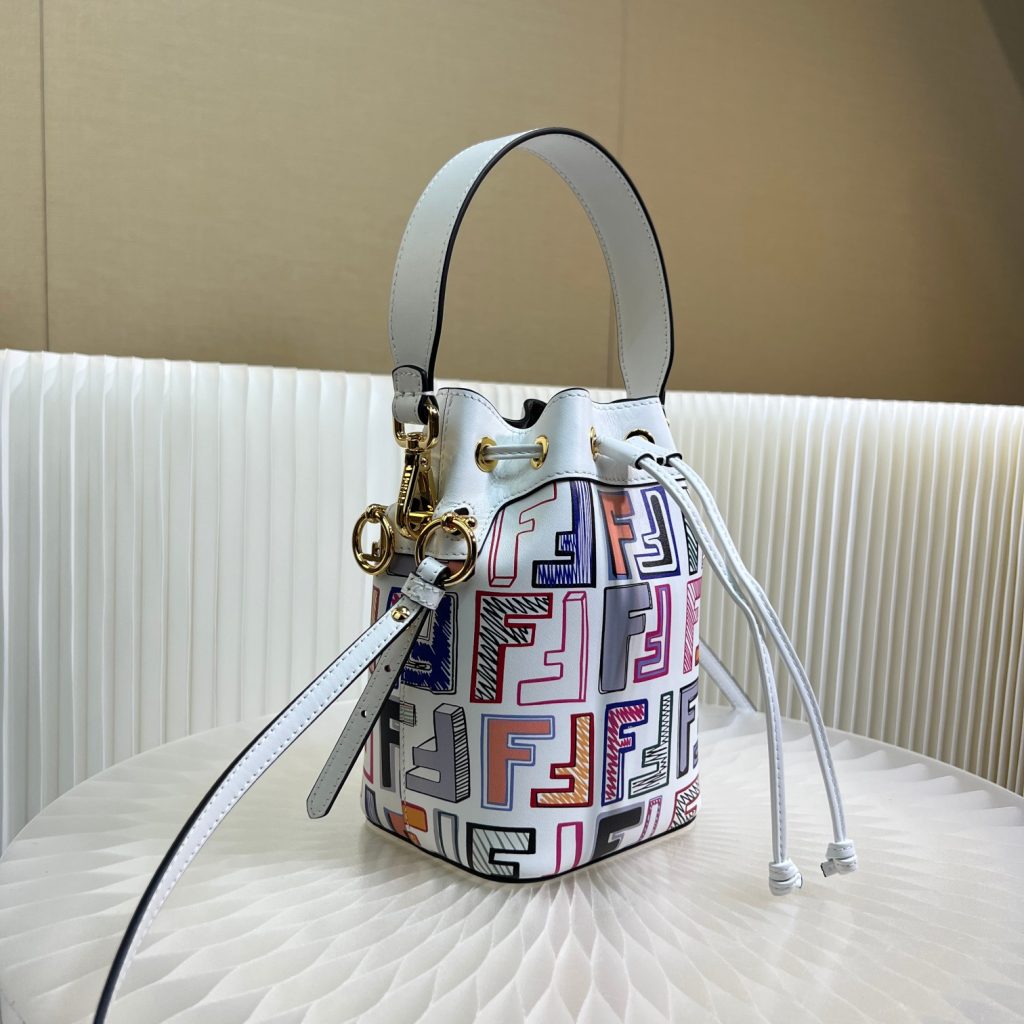 Fendi Small Mon Tresor Bucket Bag with Multicolor Print