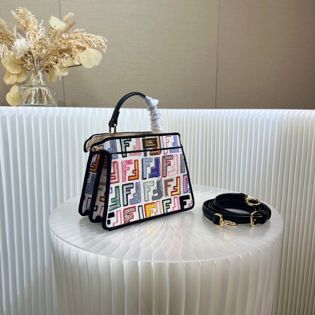 Fendi Colorful Embroidered Iconic Peekaboo ISeeU Bag