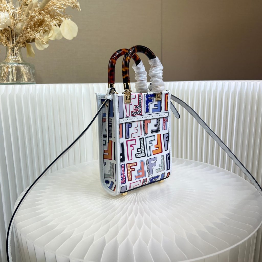 Fendi Sunshine Mini Tote Bag with Colorful Print