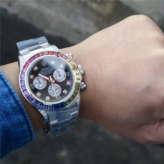 Daytona Rainbow Diamond Silver Stainless Steel 40mm