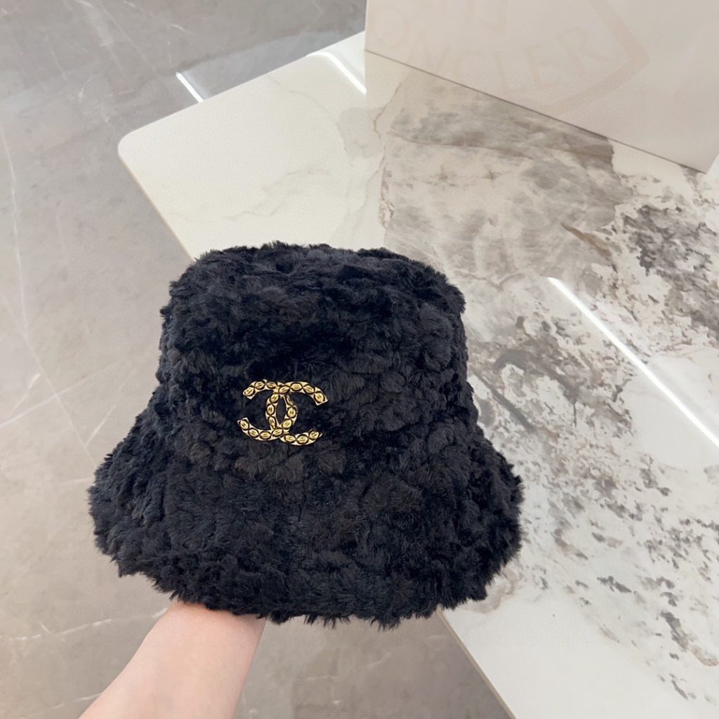 CHANEL 2024 New Lamb Wool Chanel-Inspired Bucket Hat