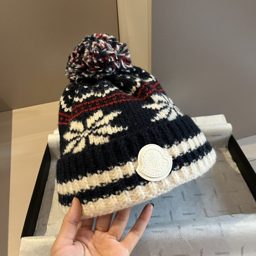 Moncler New Knit Wool Beanie with Fleece Lining