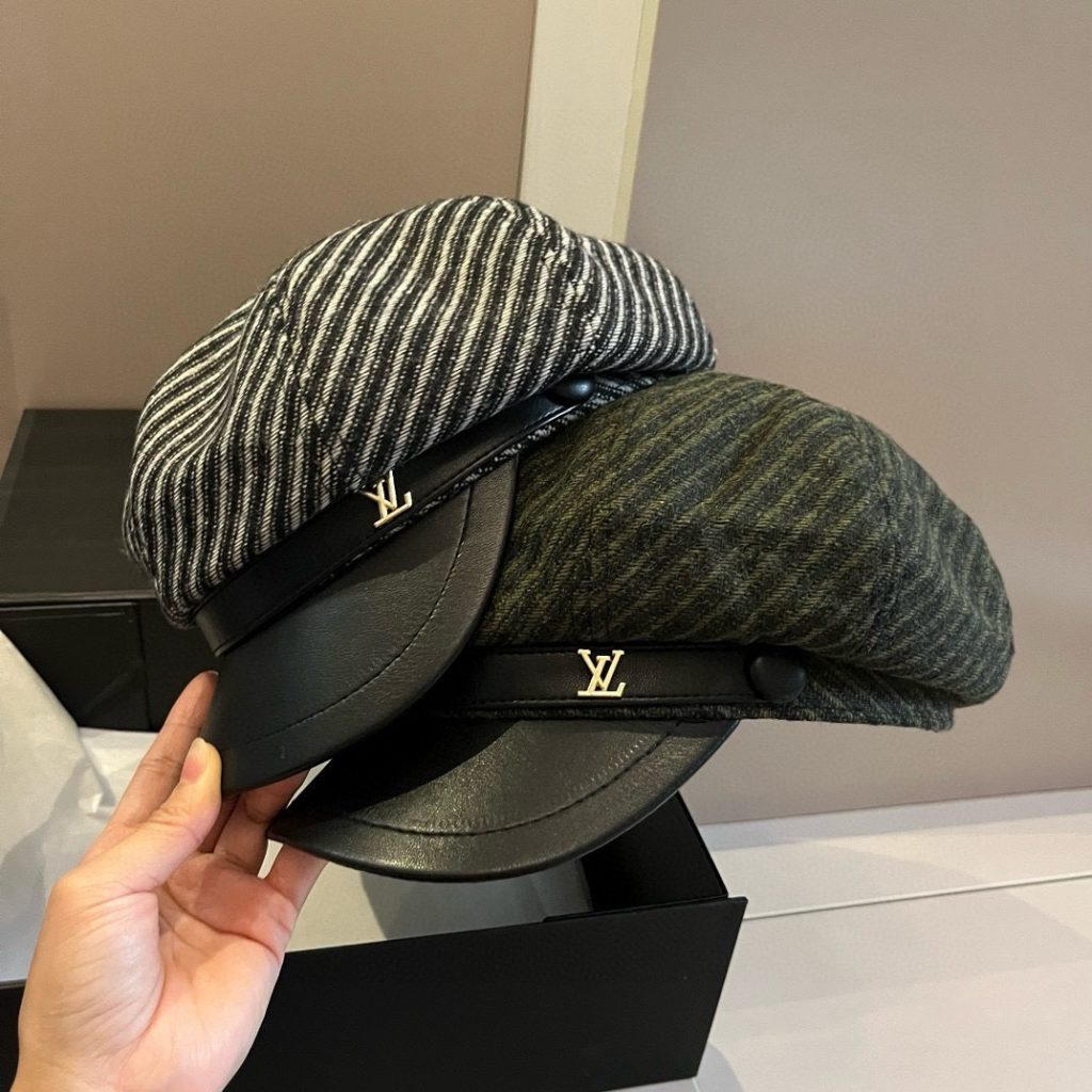 LV Louis Vuitton New Flat Cap Painter’s Hat, Classic Stripes, Head Circumference 57cm