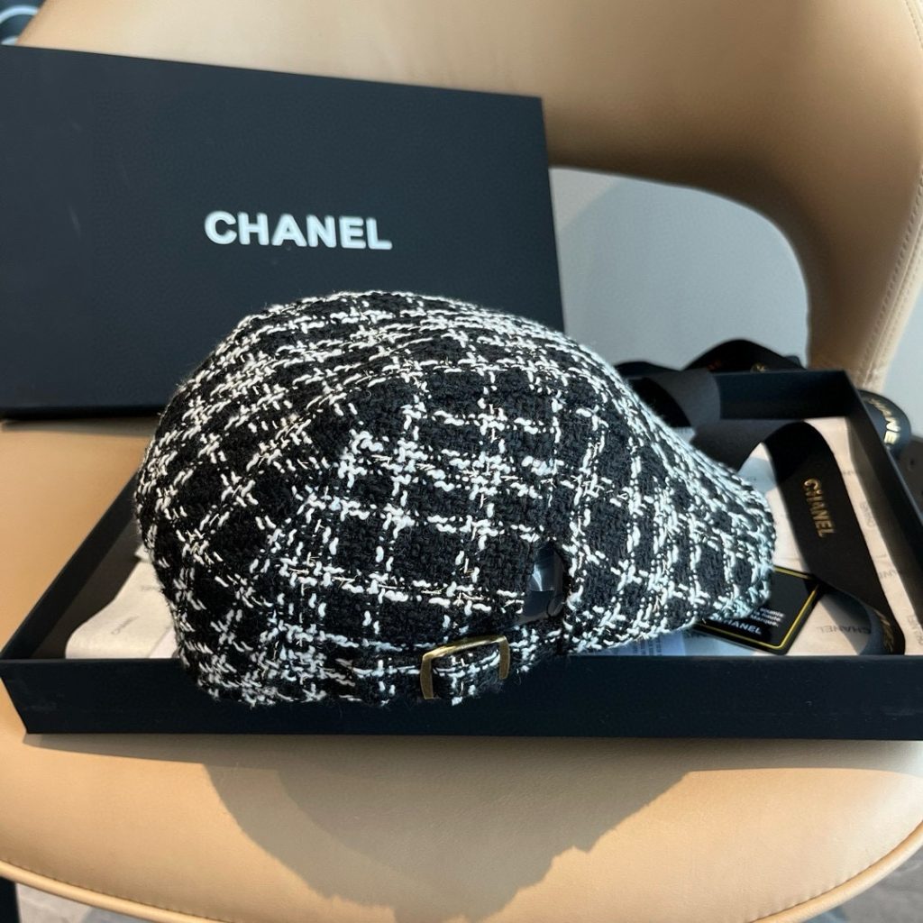 CHANEL Flat Cap Forward Hat, Head Circumference 58cm